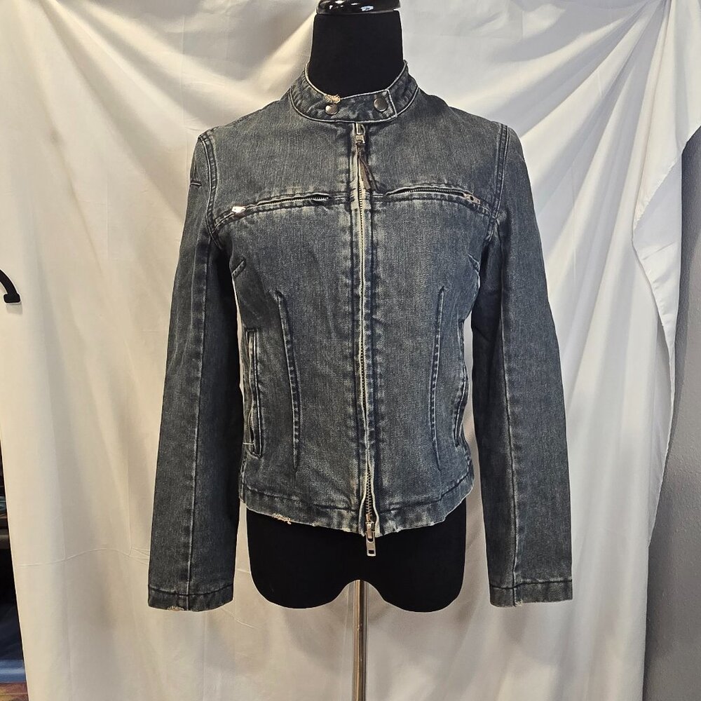 Habitual NY Denim Jacket Size 4 Pockets Lined 100% Cotton Blue